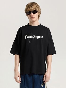 PALM ANGELS Palm Drift Loose Tee BLACK - OFF WHITE PAMAA03W26JR06
