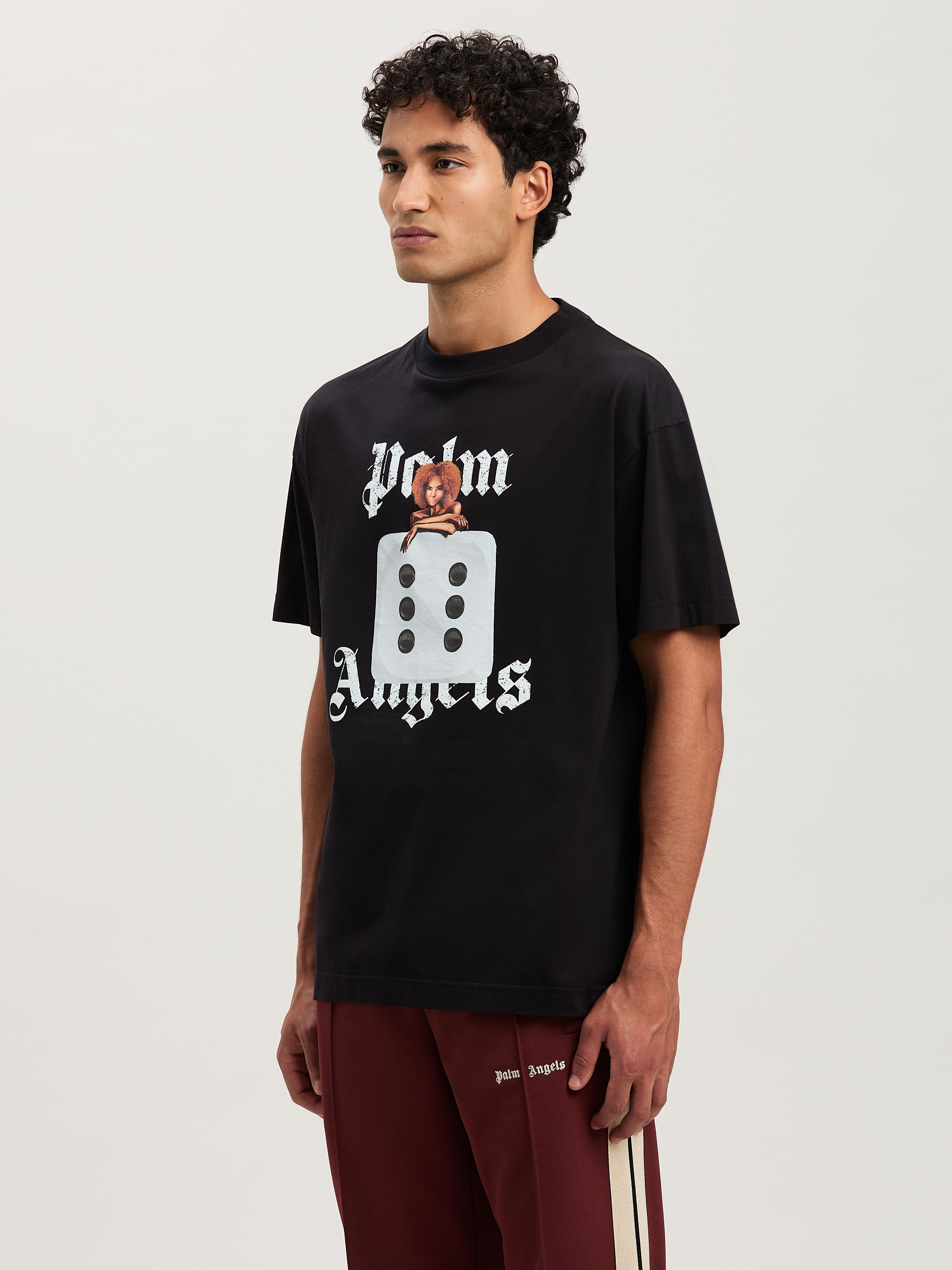 PALM ANGELS  Pin up T-shirt BLACK - OFF WHITE PMAA001S25JER00B