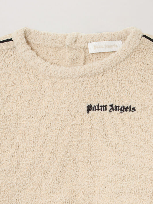 Logo Teddy Track Knit Crew PALM ANGELS Logo Teddy Track Knit Crew ECRU - BROWN PBXP003F25KNI001