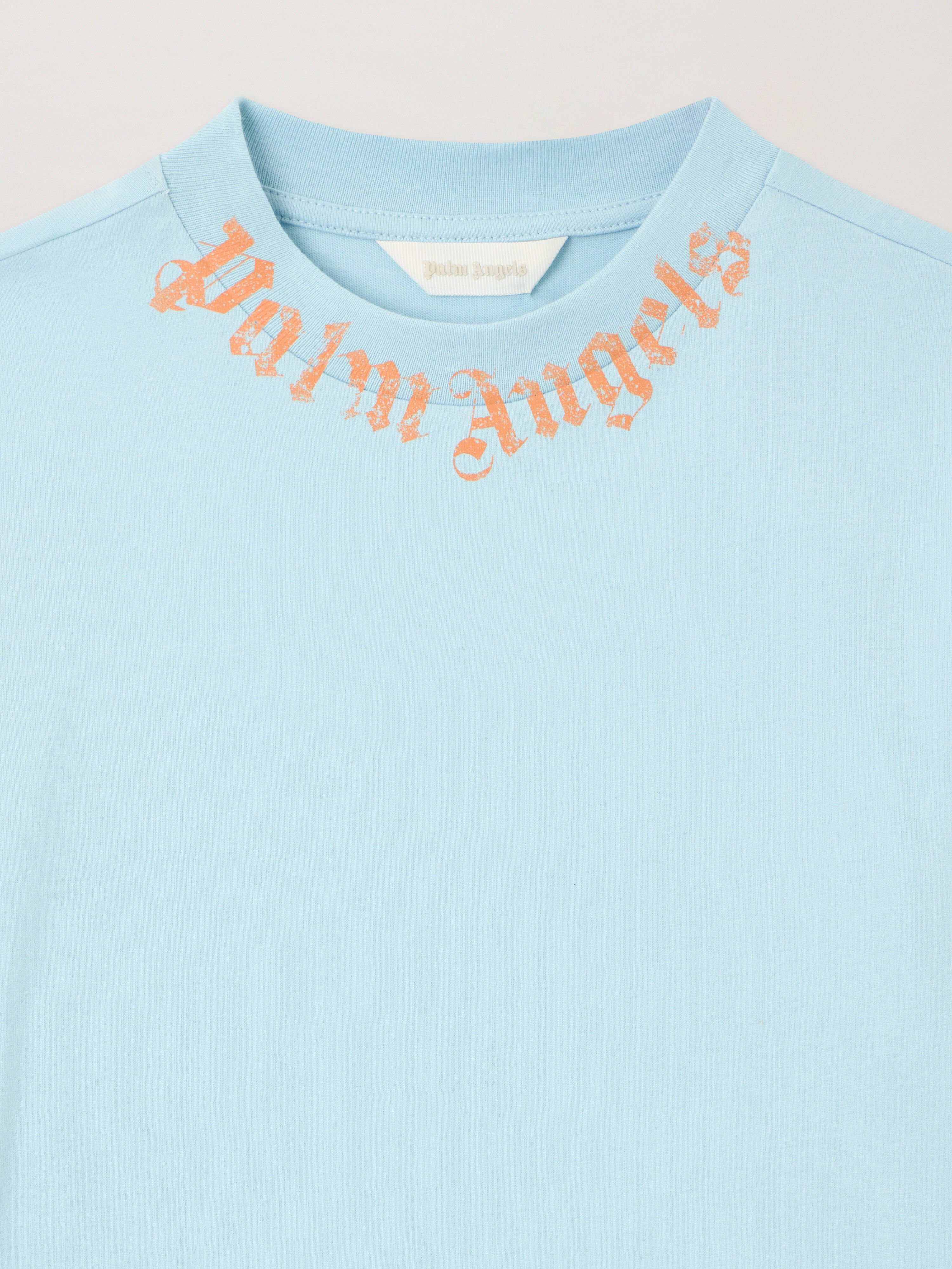 PALM ANGELS Neck Logo Brushed T-Shirt BLU BIMBO/ BABY BLUE PBAA003S26JER004