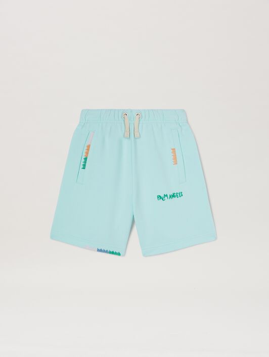 Sweat-Shorts mit mehrfarbiger Stickerei PALM ANGELS Sweat-Shorts mit mehrfarbiger Stickerei SKY BLUE GREEN PBCI006S25FLE001