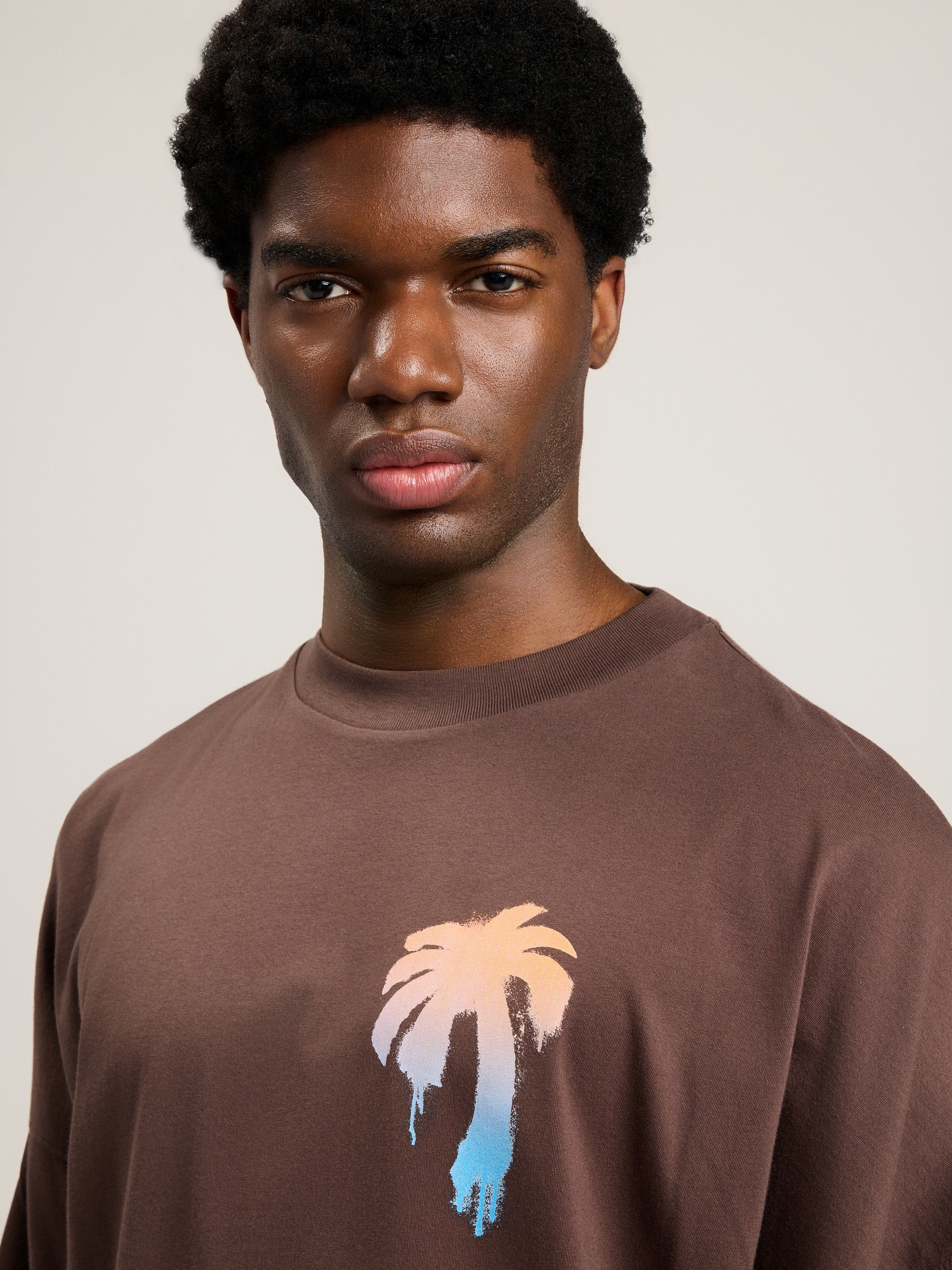 PALM ANGELS I Love PA Over T-Shirt BROWN WHITE PMAA10BS26JER003