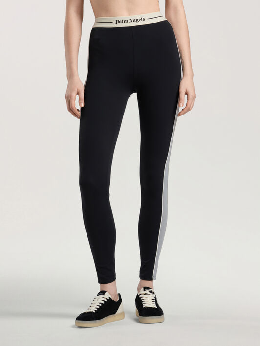 Logo Colour-Block Active Leggings PALM ANGELS Logo Colour-Block Active Leggings BLACK - GREY PAWVK04F26FB01