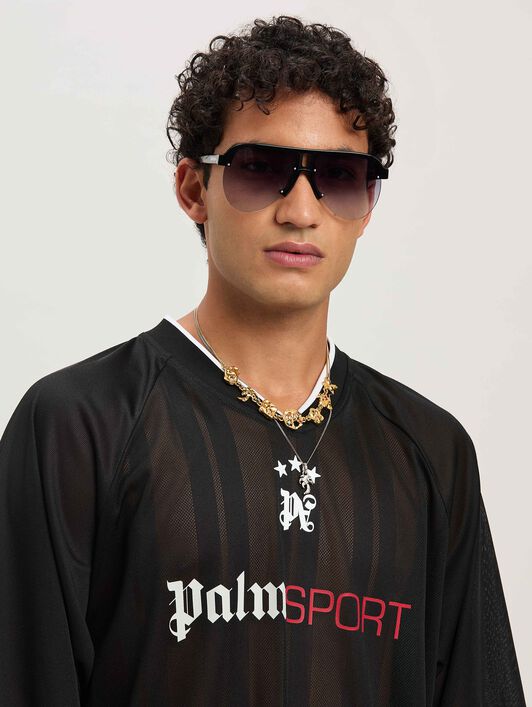 PALM ANGELS  Palm Sport T-shirt NERO - OFF WHITE PMAA104S25FAB001