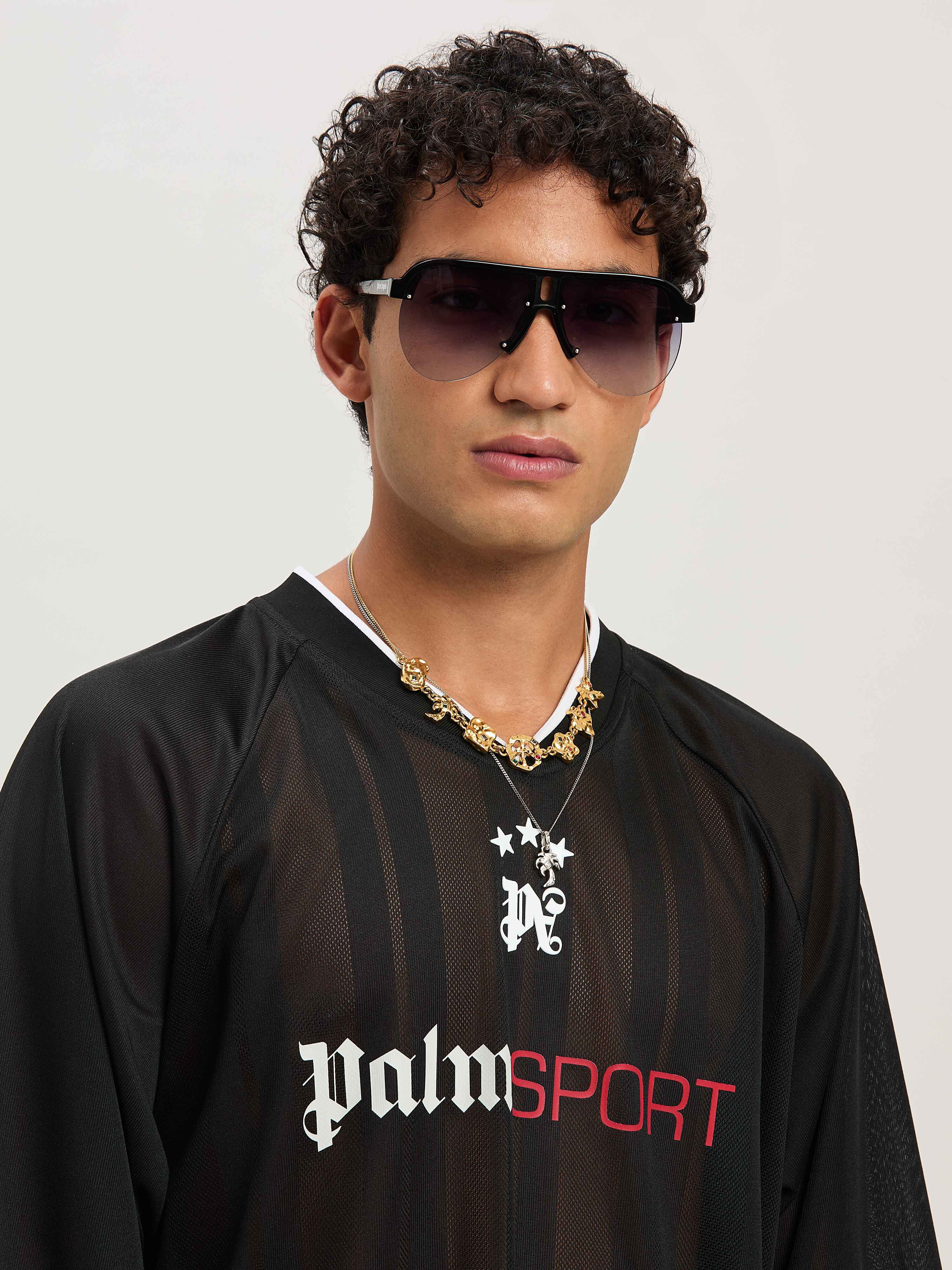 PALM ANGELS  Palm Sport T-shirt NERO - OFF WHITE PMAA104S25FAB001