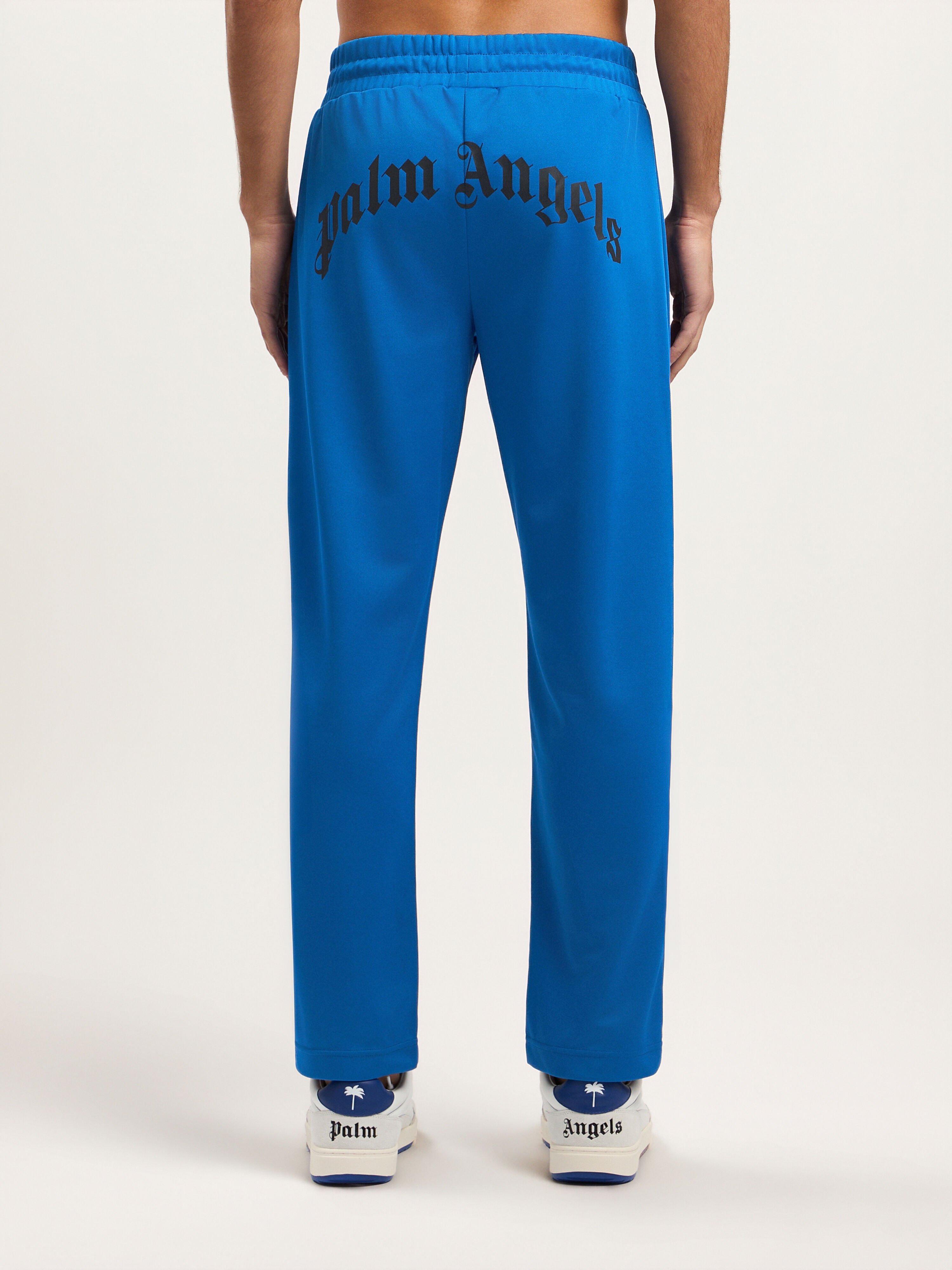PALM ANGELS Back Curved Logo Track Pants COBALT BLUE BLACK PMCJ048S26FAB001