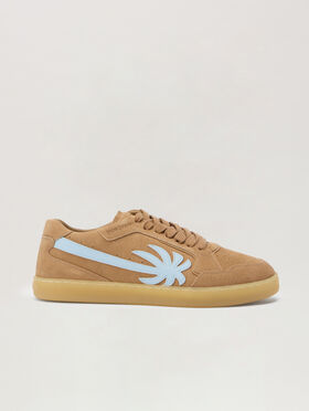 PALM ANGELS New Palm 1 Suede CARAMEL - BABY BLUE PMIA099F25LEA002