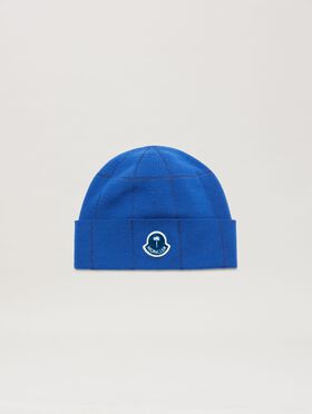 PALM ANGELS  PaxMoncler check beanie BLUE - WHITE PMLC034T25KNI001