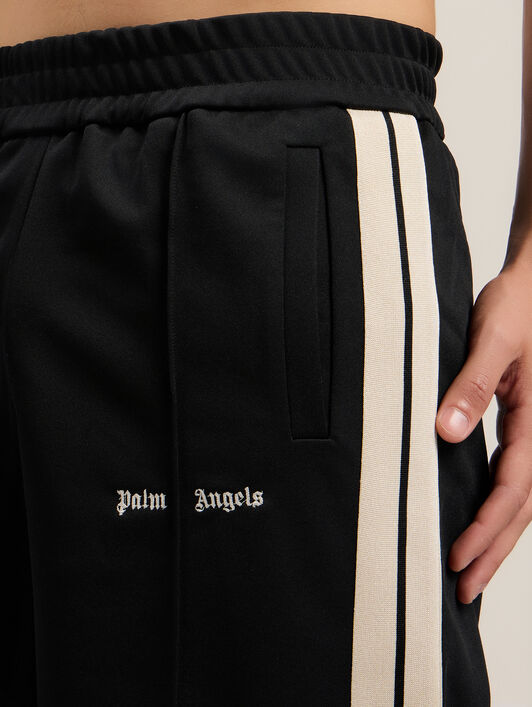PALM ANGELS Classic Logo Track Shorts BLACK OFF WHITE PMCL009S26FAB001