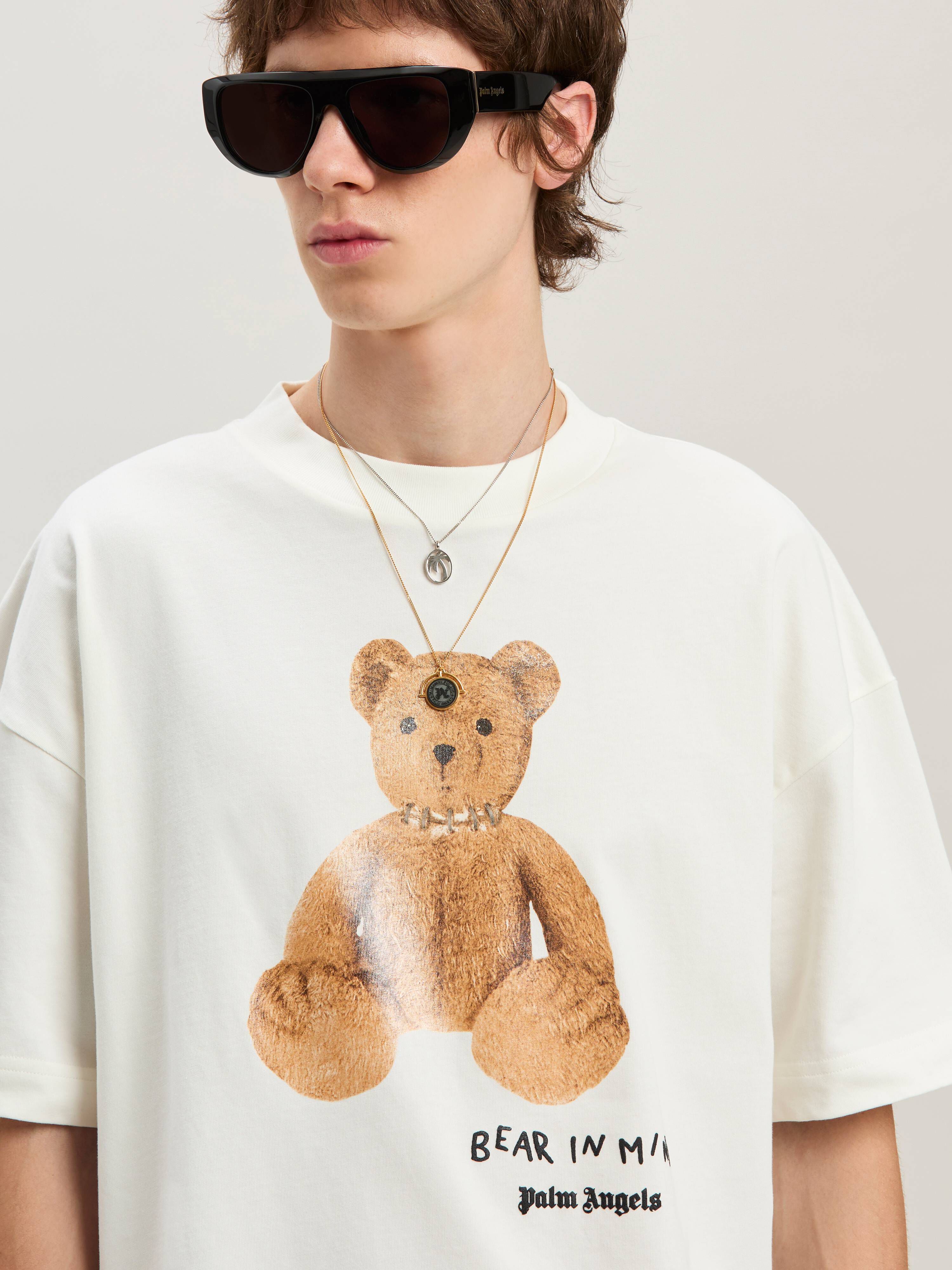 PALM ANGELS  Bear In Mind T-Shirt OFF WHITE - BROWN PMAA001S25JER005