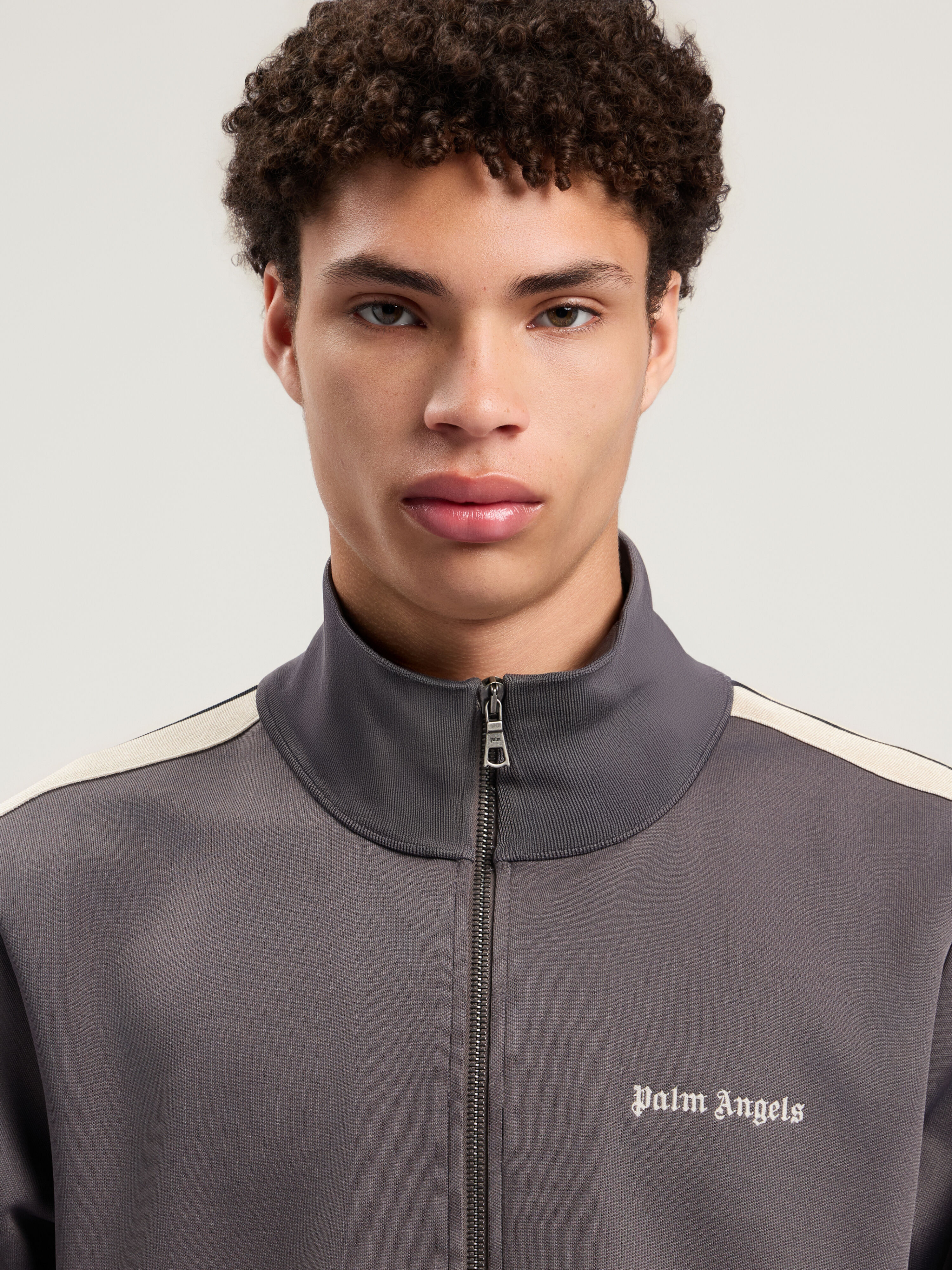 PALM ANGELS Classic Logo Track Jacket DARK GREY - OFF WHITE PMBD058F25FAB003
