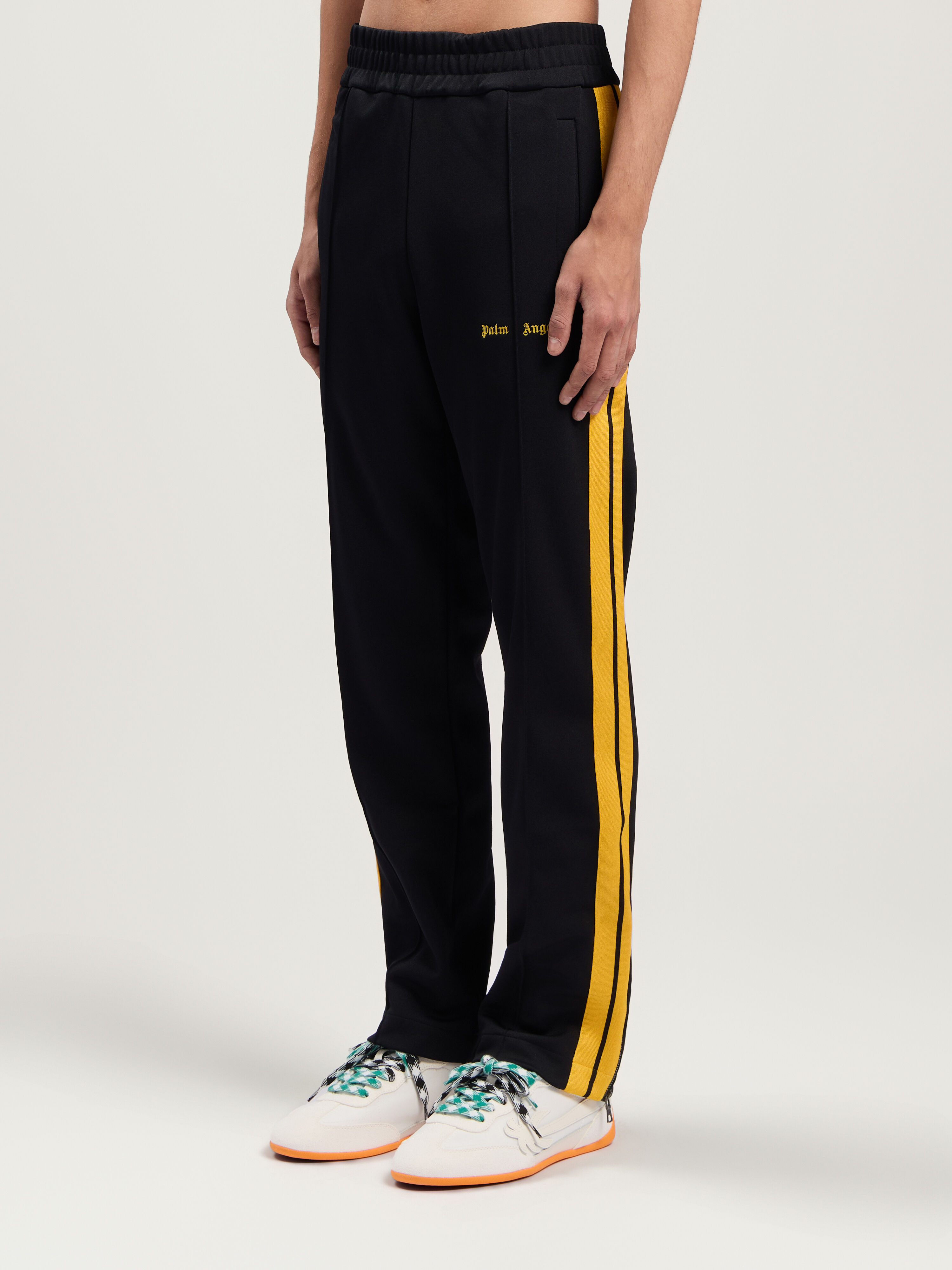 PALM ANGELS Classic Logo Color Track Pants BLACK - YELLOW PMCJ020F25FAB001