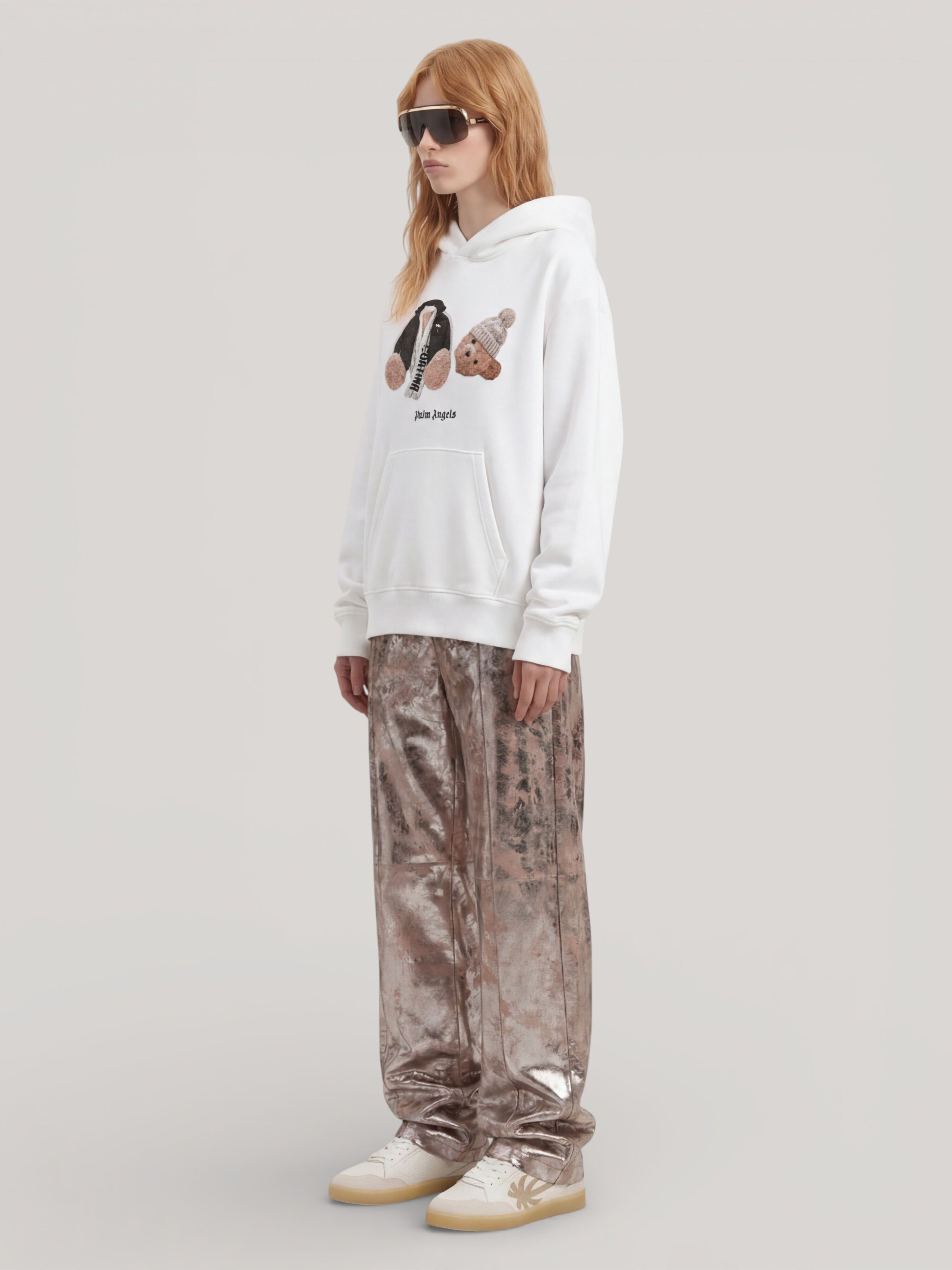 PALM ANGELS Broken Bear Milano Cortina Hoodie WHITE PAMBB010FL001