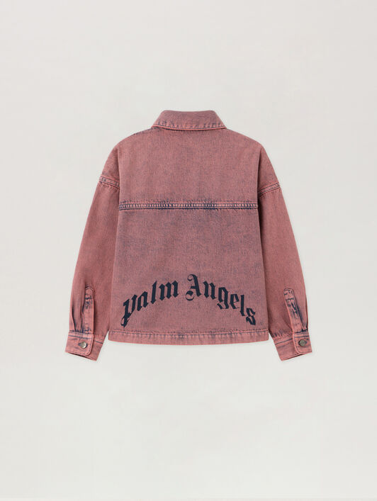 PALM ANGELS Logo Overdye Crop. O/S PINK - BLUE PGYD001F25DEN001