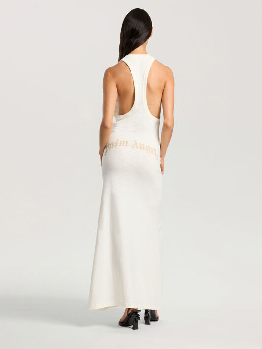 PALM ANGELS Curved Logo Essential Dress OFF WHITE - KAKI PAWDH01F26JR01