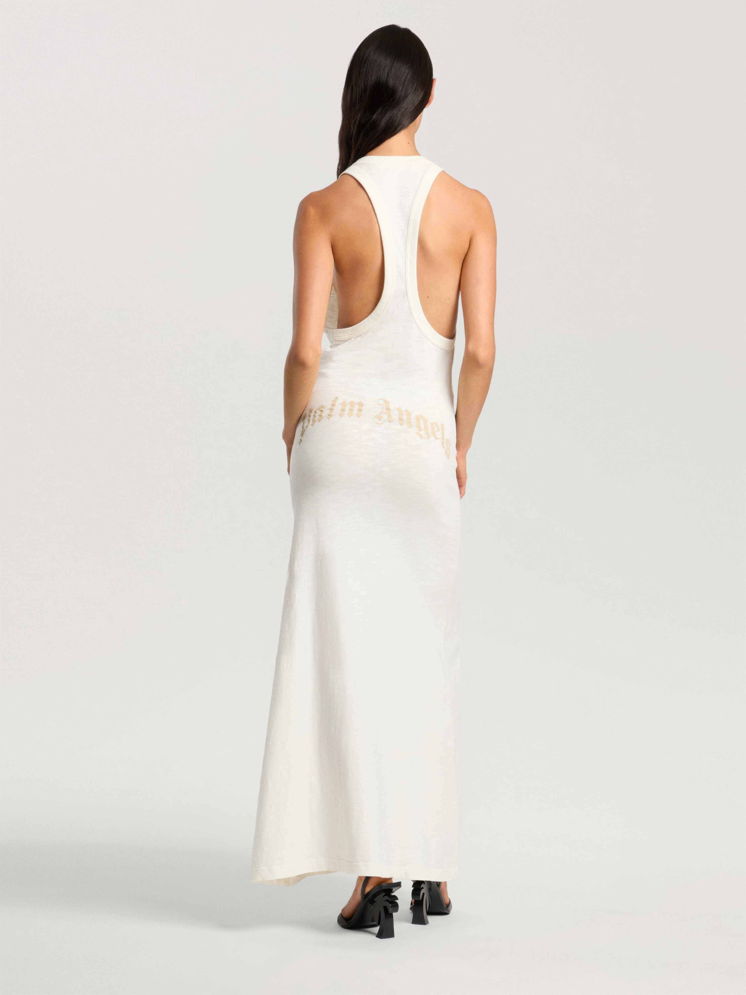 PALM ANGELS Curved Logo Essential Dress OFF WHITE - KAKI PAWDH01F26JR01