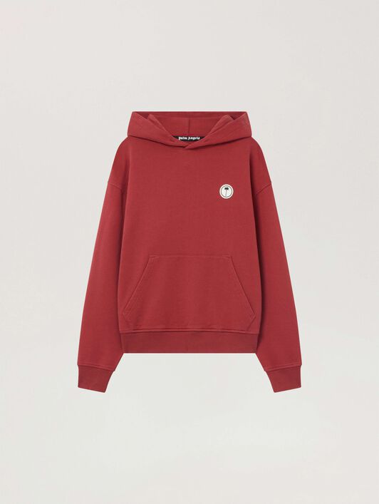 PALM ANGELS Palm Tree Regular Hoodie BRICK RED - OFF WHITE PAMBB03F26FL03