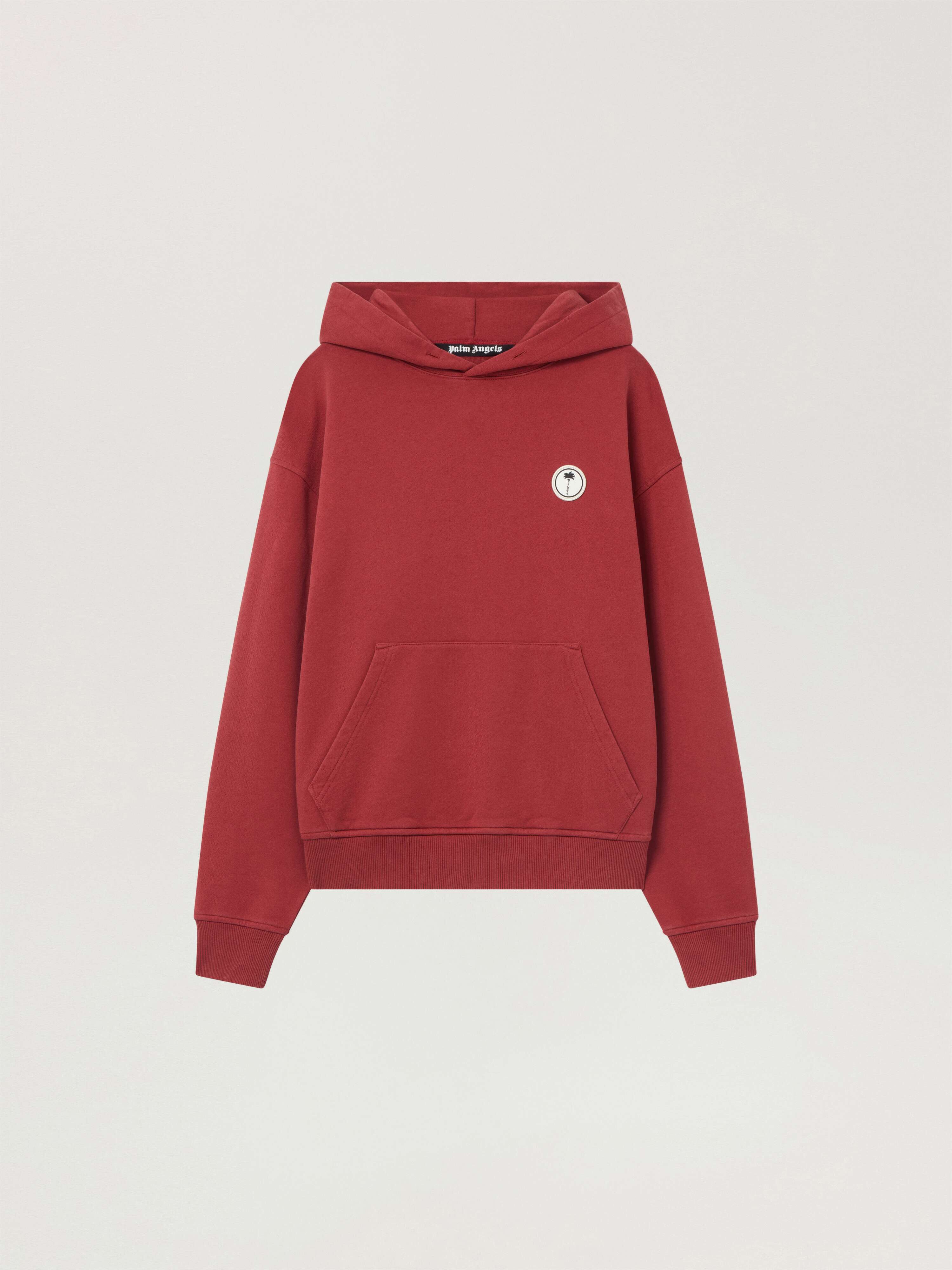 PALM ANGELS Palm Tree Regular Hoodie BRICK RED - OFF WHITE PAMBB03F26FL03
