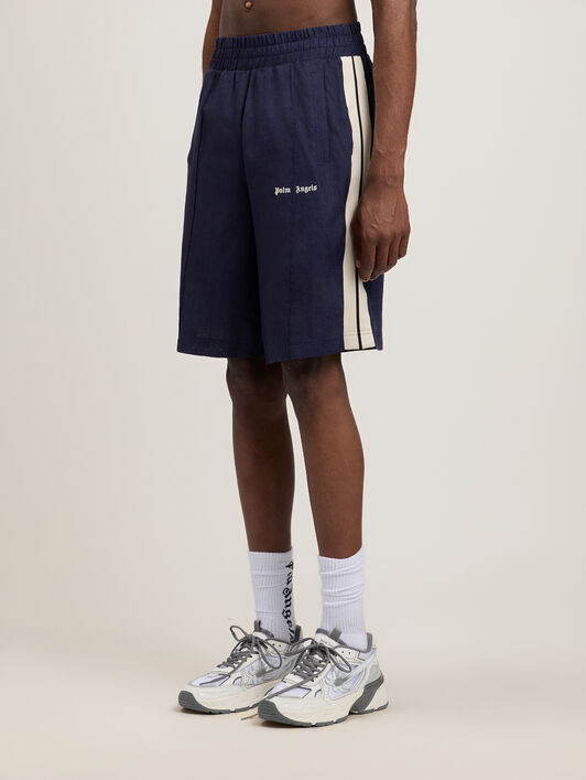 PALM ANGELS Classic Logo Track Shorts NAVY BLUE OFF WHITE PMCB05CS26FAB001
