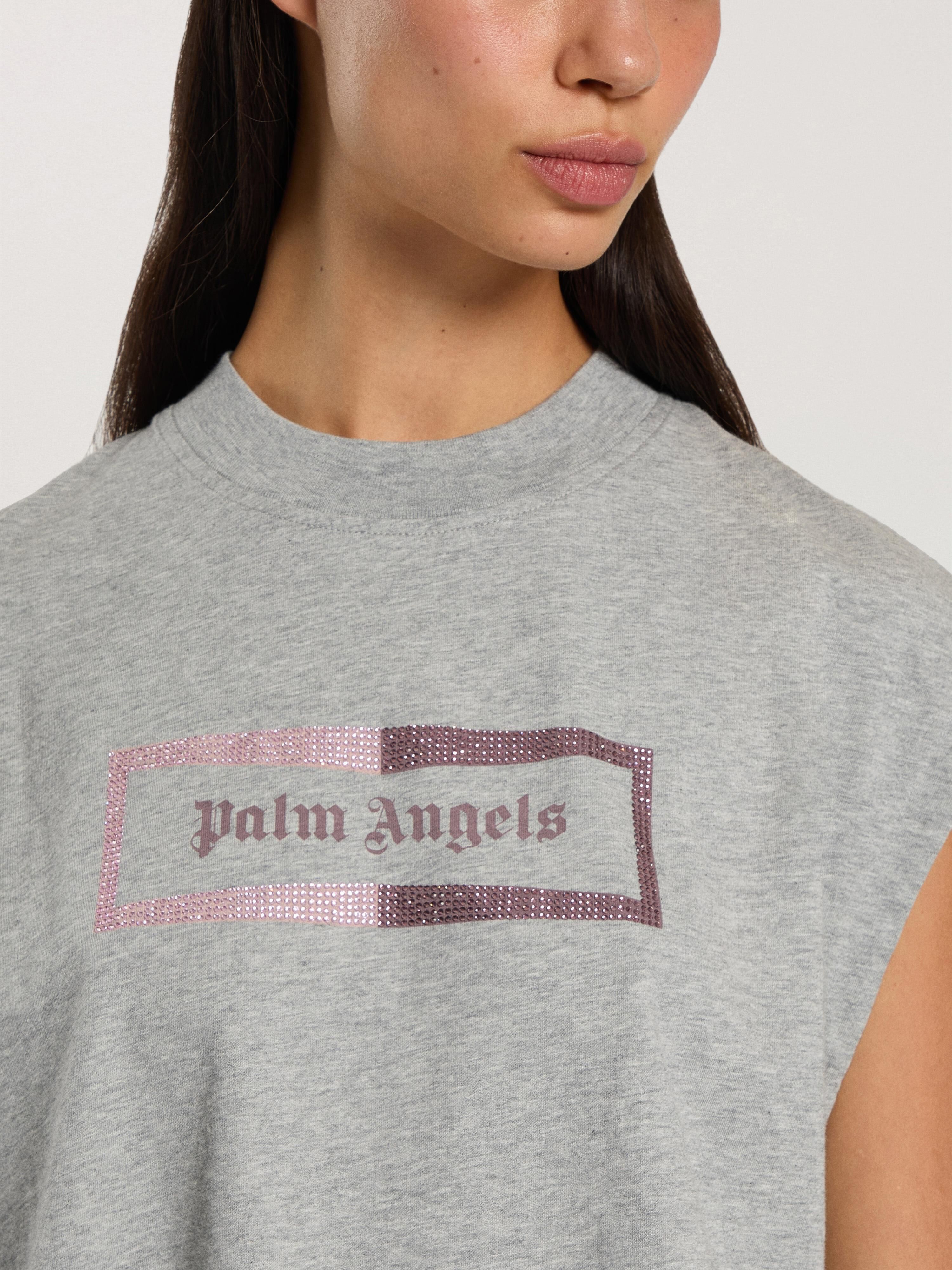 PALM ANGELS Studded Box Logo Tank Top GREY MELANGE - PINK PAWAC03F26JR01