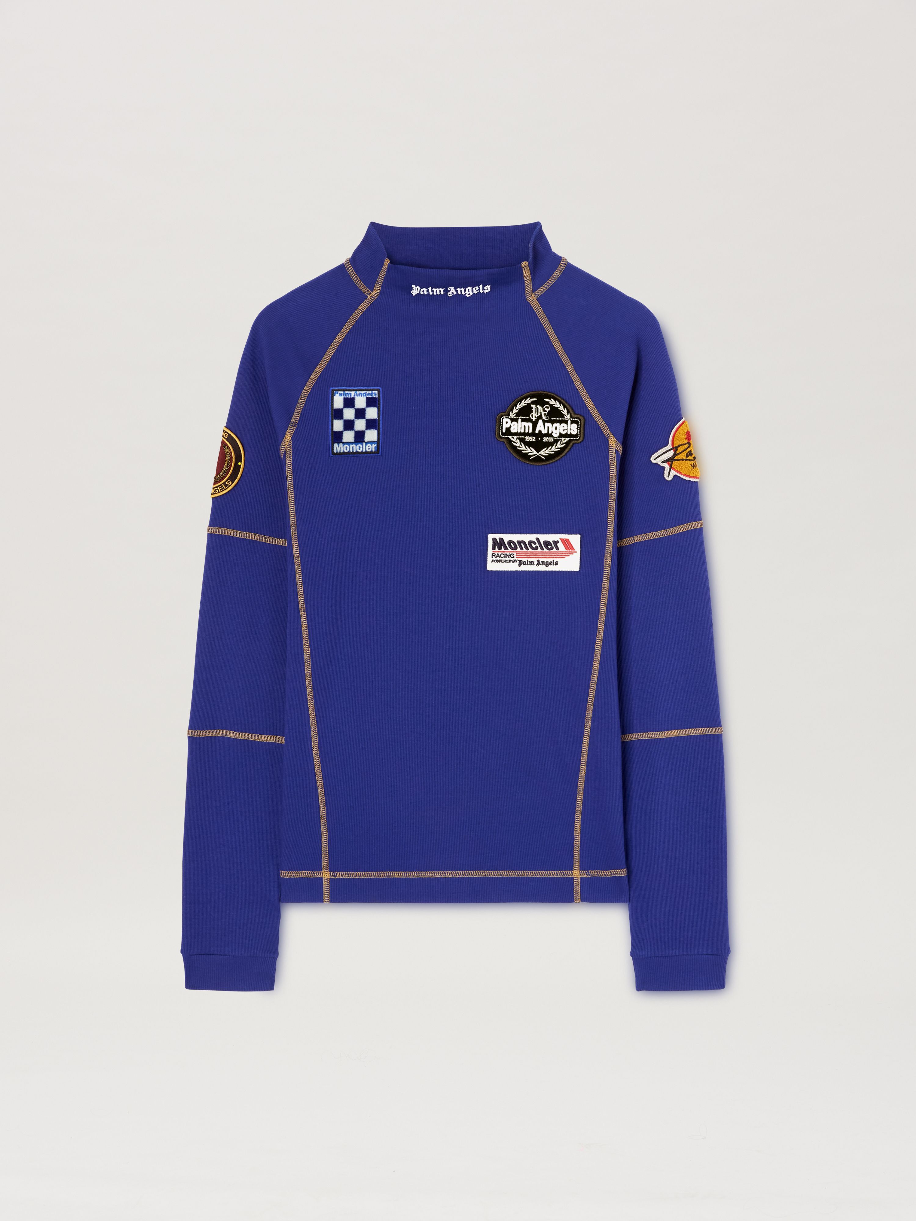 PALM ANGELS  long sleeves Racing T-shirt Moncler x Palm Angels BLU - BIANCO PMAB057T25FAB001