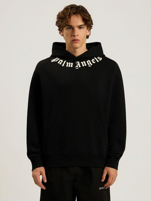 Neck Logo Regular Hoodie PALM ANGELS Neck Logo Regular Hoodie BLACK - OFF WHITE PAMBB03F26FL01