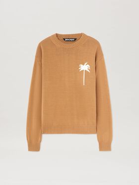 PALM ANGELS  Palm Inlay knit sweater OFF WHITE - BROWN PMHE007S25KNI001