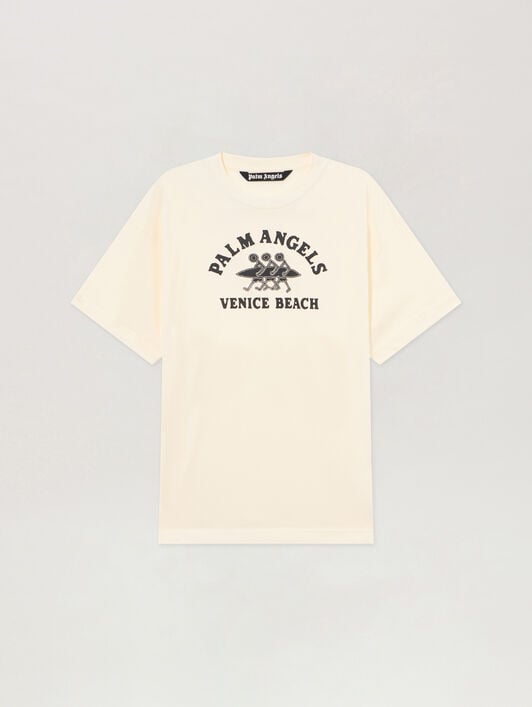 Surf Regular T-Shirt PALM ANGELS Surf Regular T-Shirt OFF WHITE - BLACK PAMAA01F26JR13