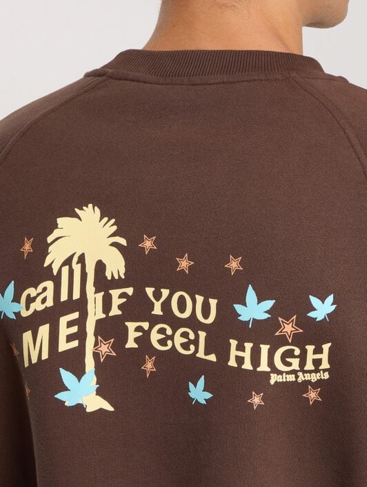 Feel High Regular Crewneck Sweatshirt PALM ANGELS Feel High Regular Crewneck Sweatshirt BROWN - MULTICOLOR PAMBA07F26FL01