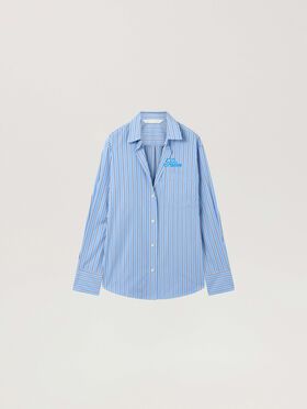 PALM ANGELS Palm Sway Oversized Shirt MEDIUM BLUE - OFF WHITE PAWGA02F26FB01
