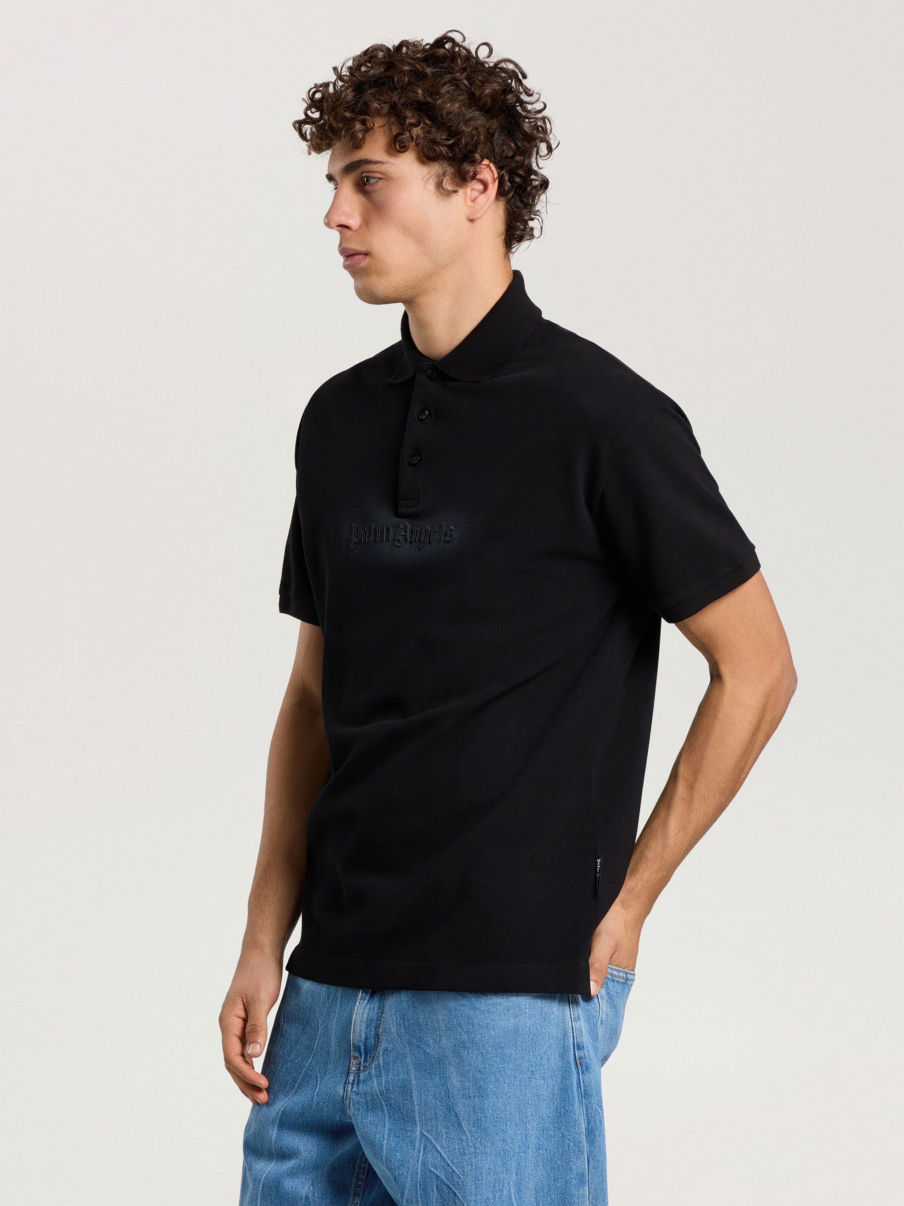 Logo Spray Regular Polo Shirt PALM ANGELS Logo Spray Regular Polo Shirt BLACK - GREY PAMGB02F26FB02