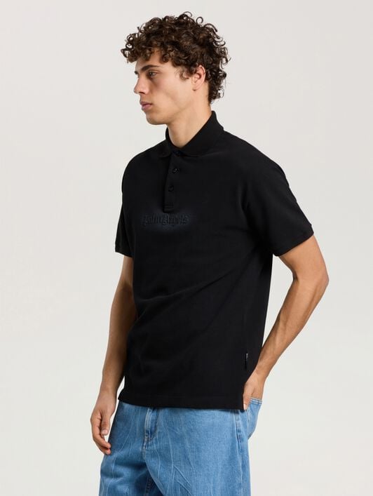 Logo Spray Regular Polo Shirt PALM ANGELS Logo Spray Regular Polo Shirt BLACK - GREY PAMGB02F26FB02