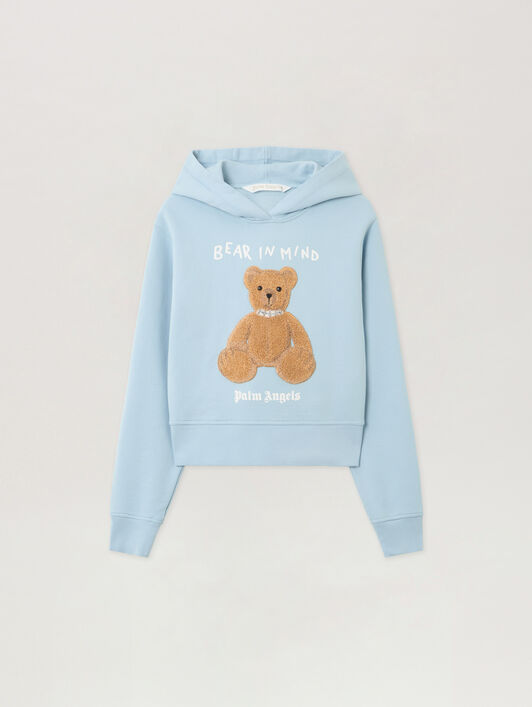 Bear In Mind Fitted Hoodie PALM ANGELS Bear In Mind Fitted Hoodie BABY BLUE - BROWN PWBB069F25FLE002