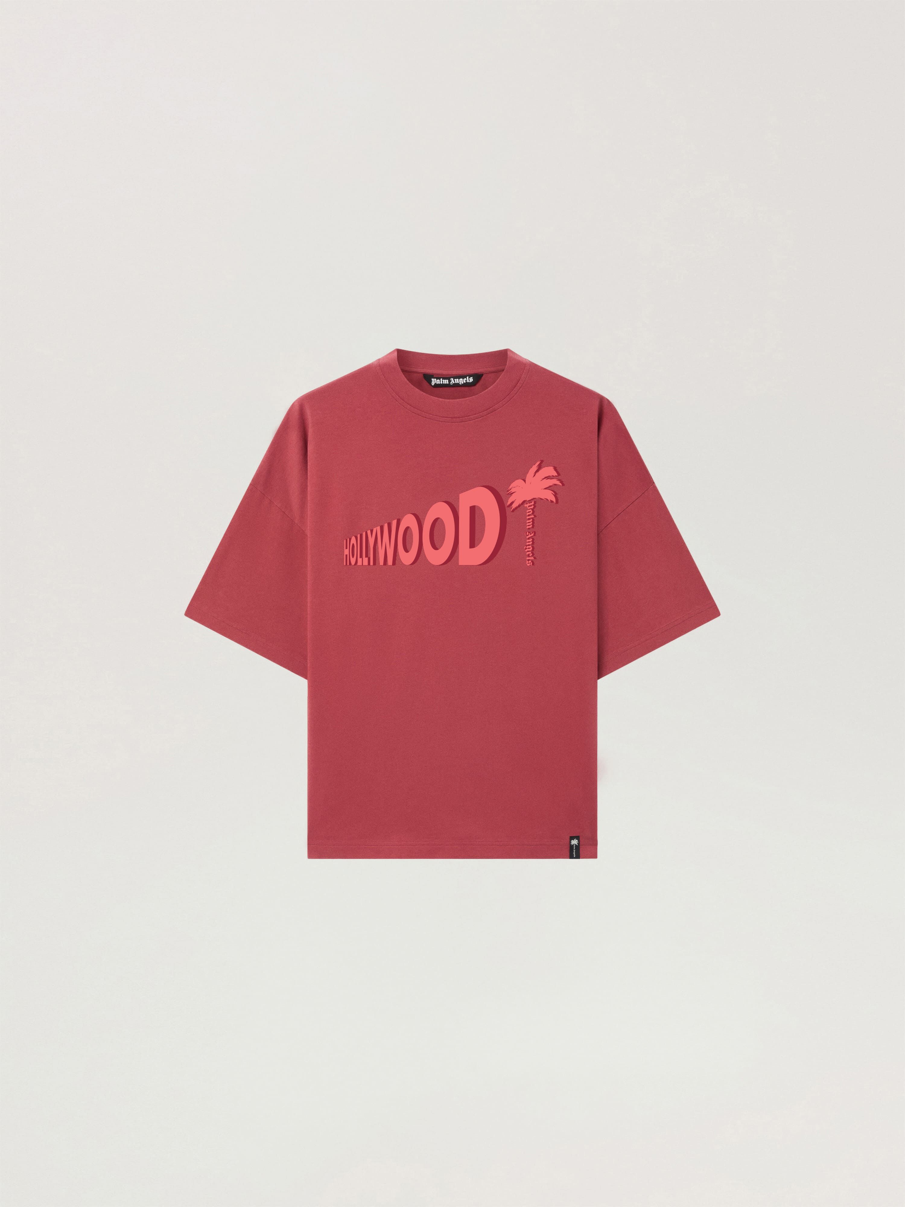 PALM ANGELS Sunset Blvd Palm Loose T-Shirt BRICK RED - RED PAMAA03W26JR07