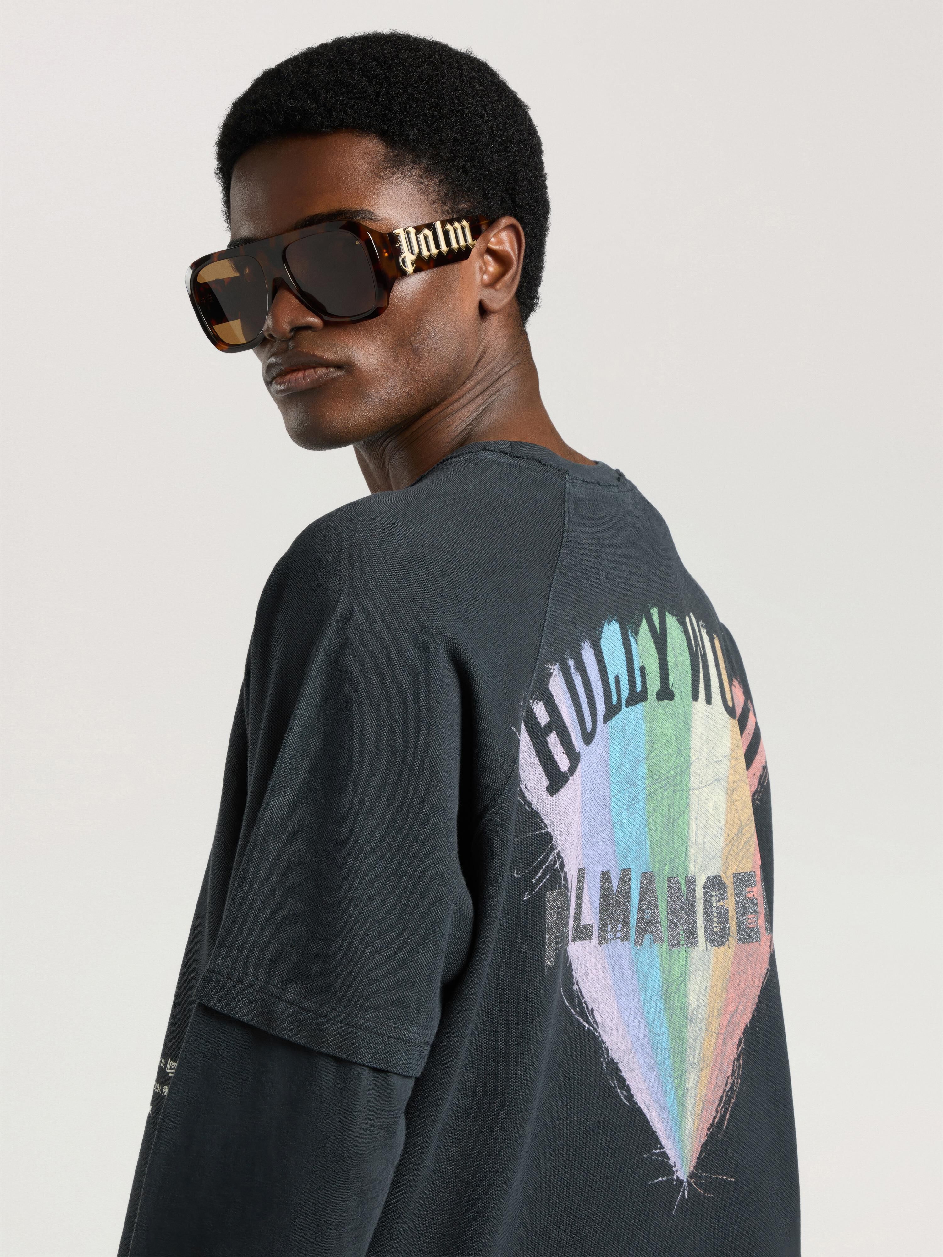 PALM ANGELS Neon Boulevard Double Layer Long Sleeve Top ANTHRACITE - MULTICOLOR PAMAB03W26JR02