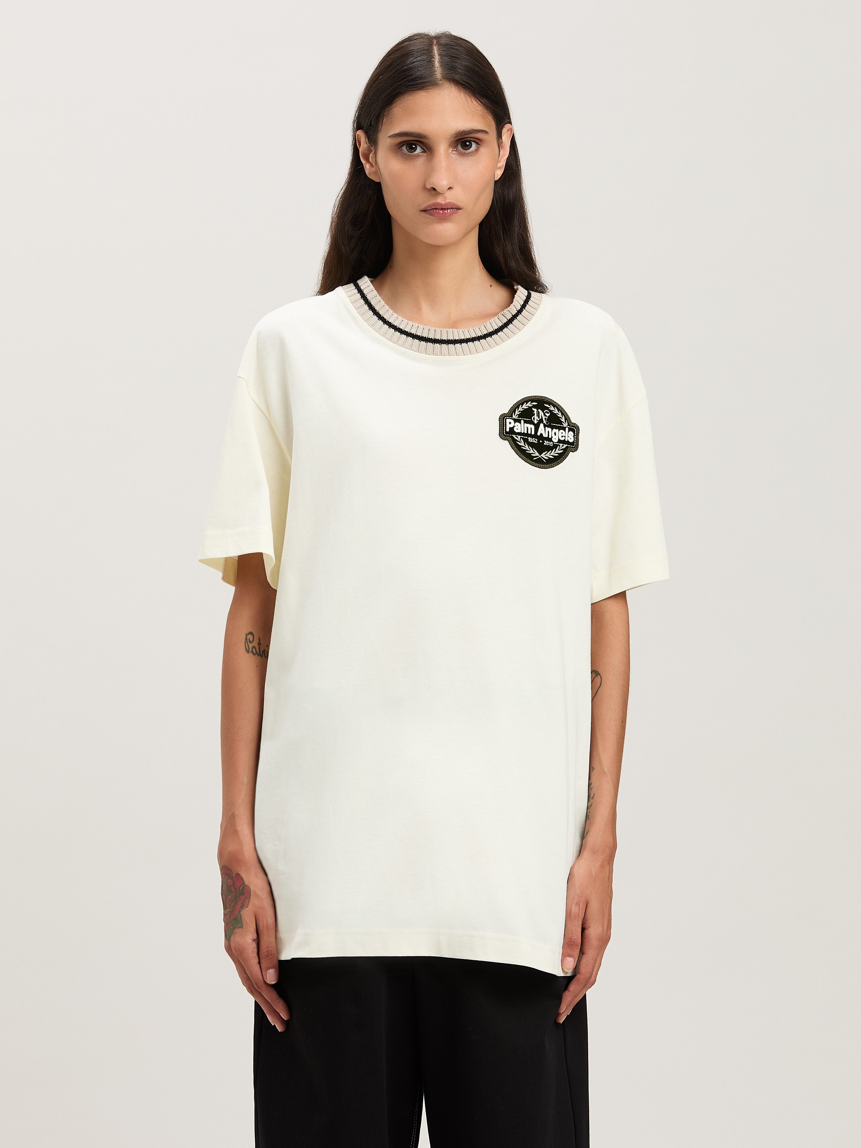 PALM ANGELS  T-Shirt mit Patch Moncler x Palm Angels WHITE - BLACK PMAA106T25JER001