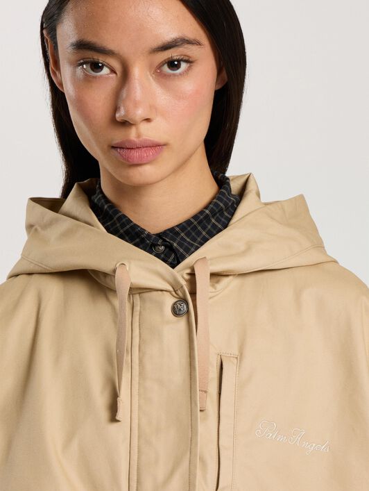 PALM ANGELS Palm Sway Loose Windbreaker KAKI - KAKI PAWEB03F26FB01
