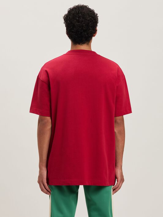 PALM ANGELS  Bear in Mind T-shirt RED - BROWN PMAA001S25JER005