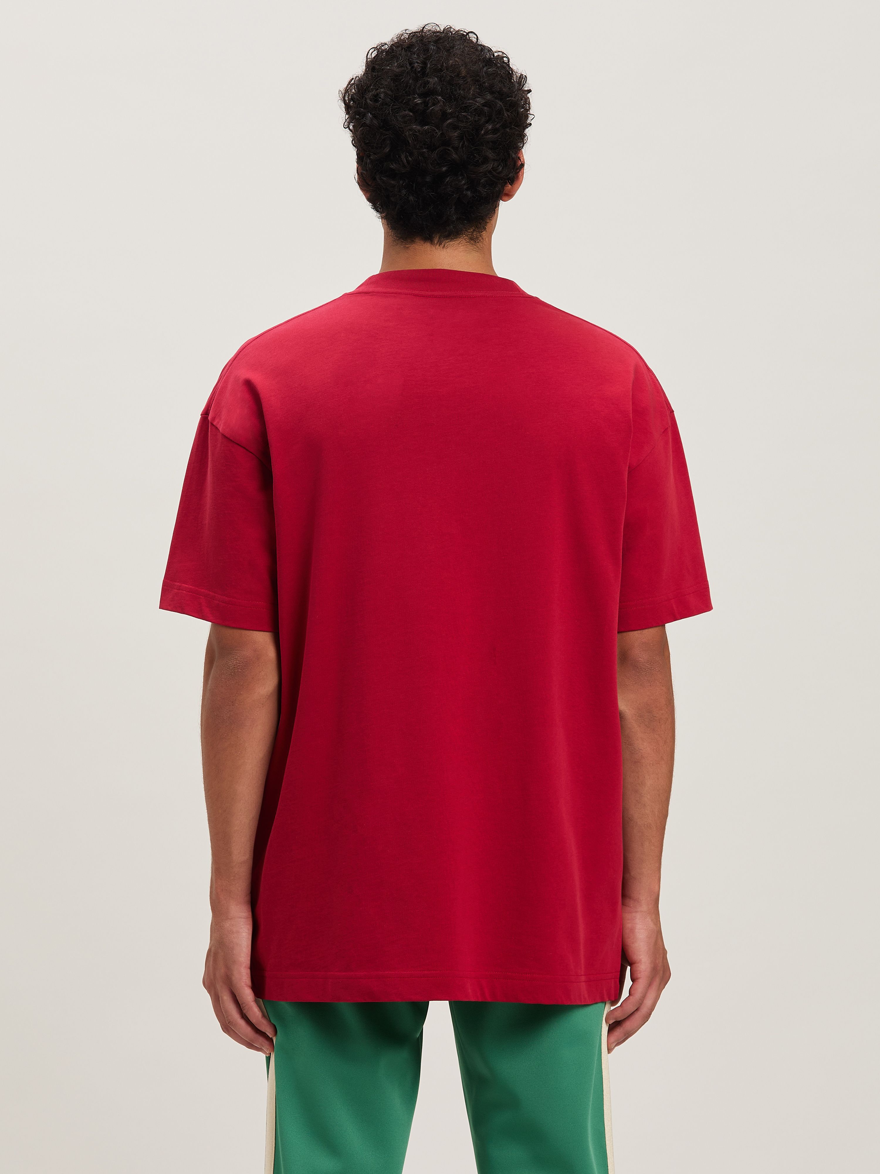 PALM ANGELS  Bear in Mind T-shirt RED - BROWN PMAA001S25JER005