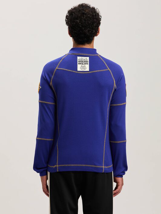 PALM ANGELS  long sleeves Racing T-shirt Moncler x Palm Angels BLU - BIANCO PMAB057T25FAB001