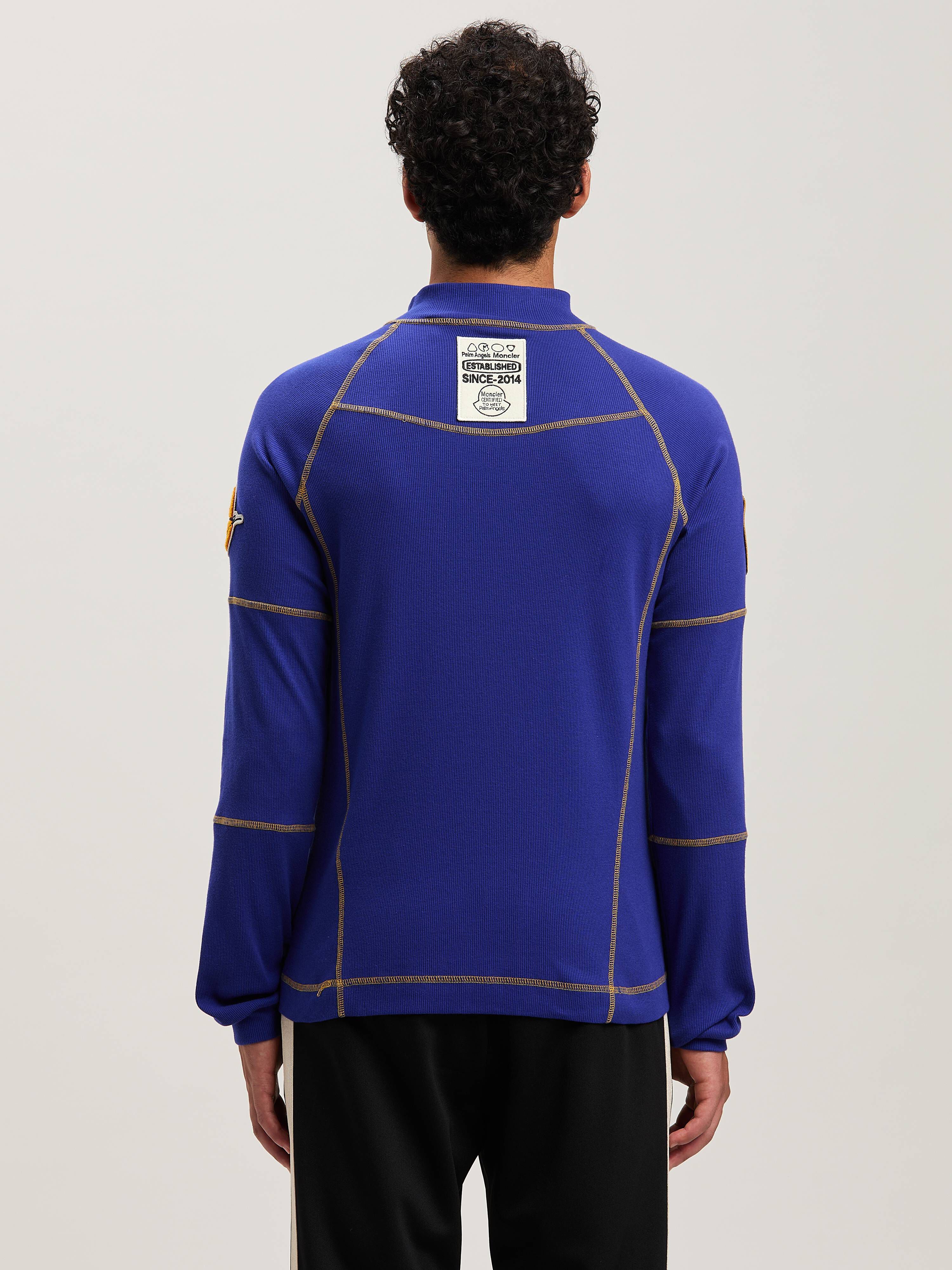 PALM ANGELS  long sleeves Racing T-shirt Moncler x Palm Angels BLU - BIANCO PMAB057T25FAB001