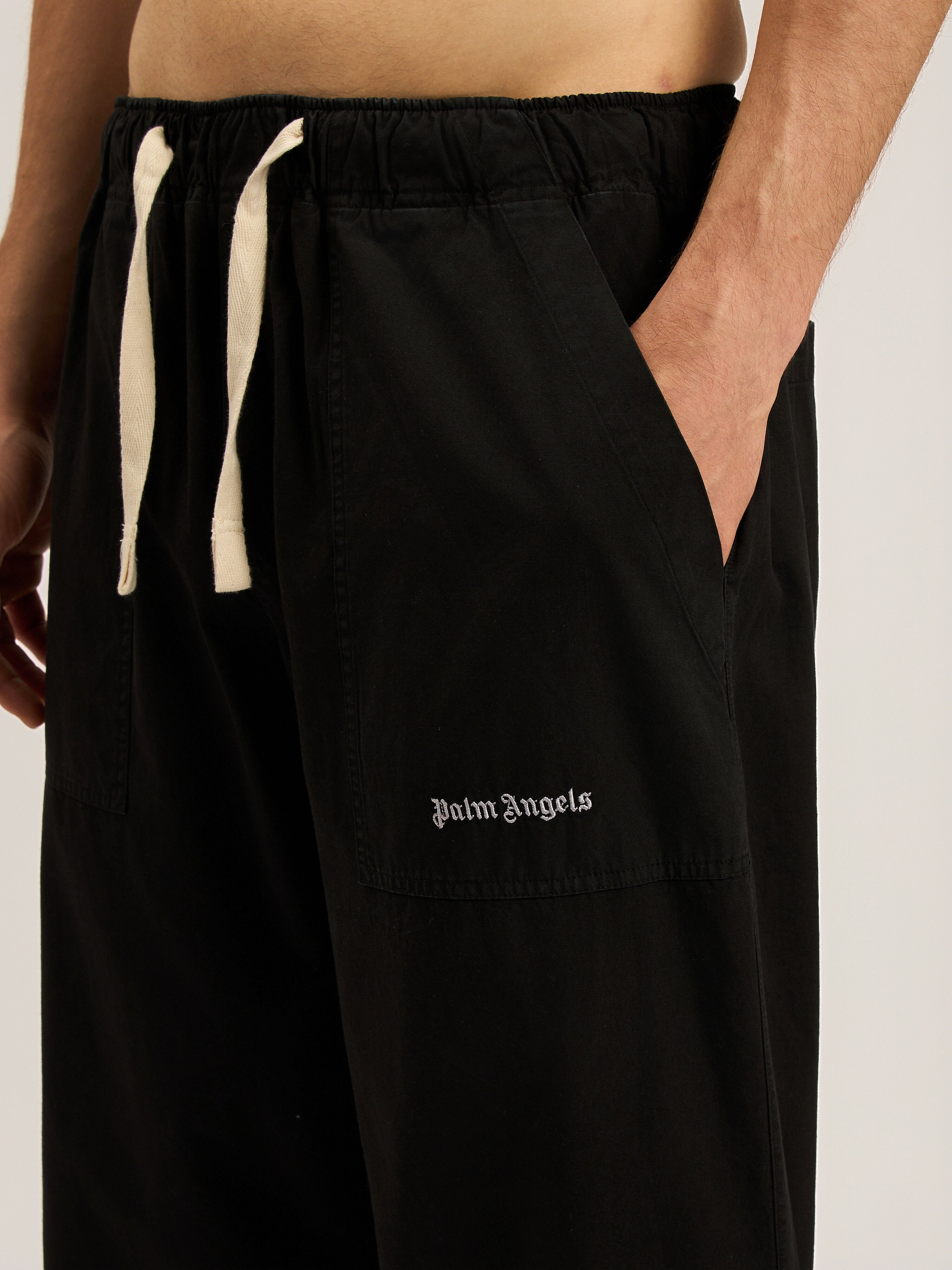 Classic Logo Loose Pants PALM ANGELS Classic Logo Loose Pants BLACK - OFF WHITE PAMCA04F26FB01