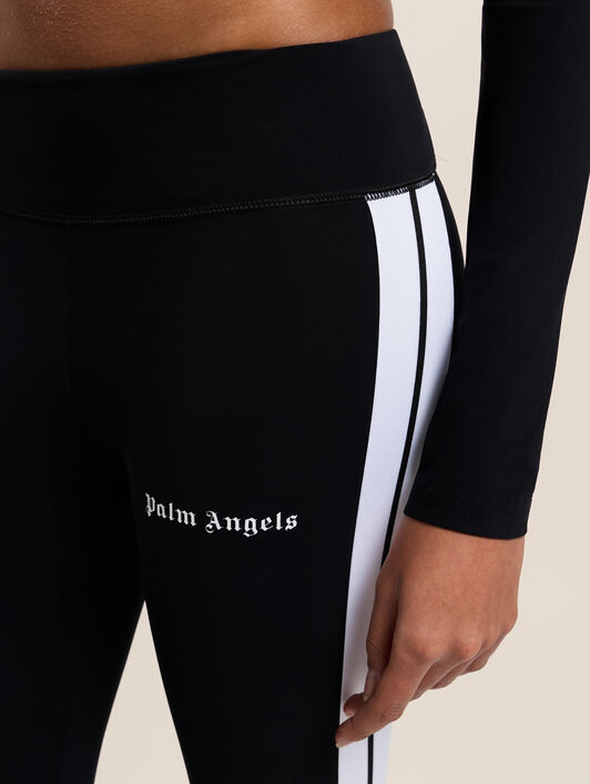 PALM ANGELS Training Track Leggings BLACK WHITE PWVG001C99FAB002