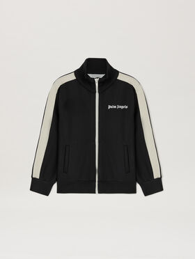 PALM ANGELS Multicolor band Track hoodie BLACK - WHITE PBBD002C99FAB003
