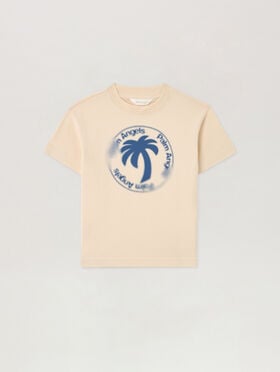 PALM ANGELS Palm Stamp. T-Shirt SABBIA/SAND PBAA003S26JER003