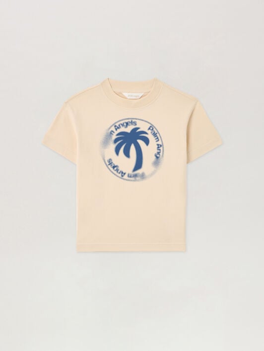 PALM ANGELS Palm Stamp. T-Shirt SABBIA/SAND PBAA003S26JER003