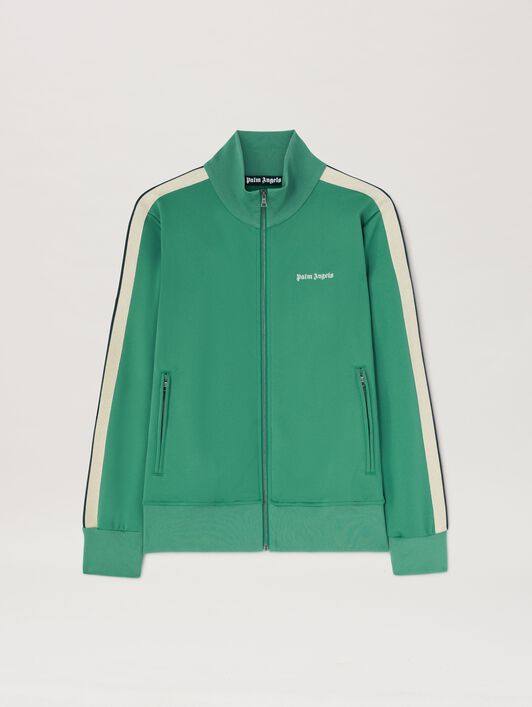 PALM ANGELS  Trainingsjacke mit eingesticktem Logo FOREST GREEN - OFF WHITE PMBD058S25FAB001