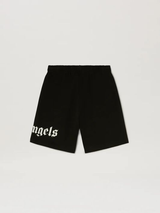 PALM ANGELS  Overlogo sweat shorts BLACK OFF WHITE PBCI006C99FLE002