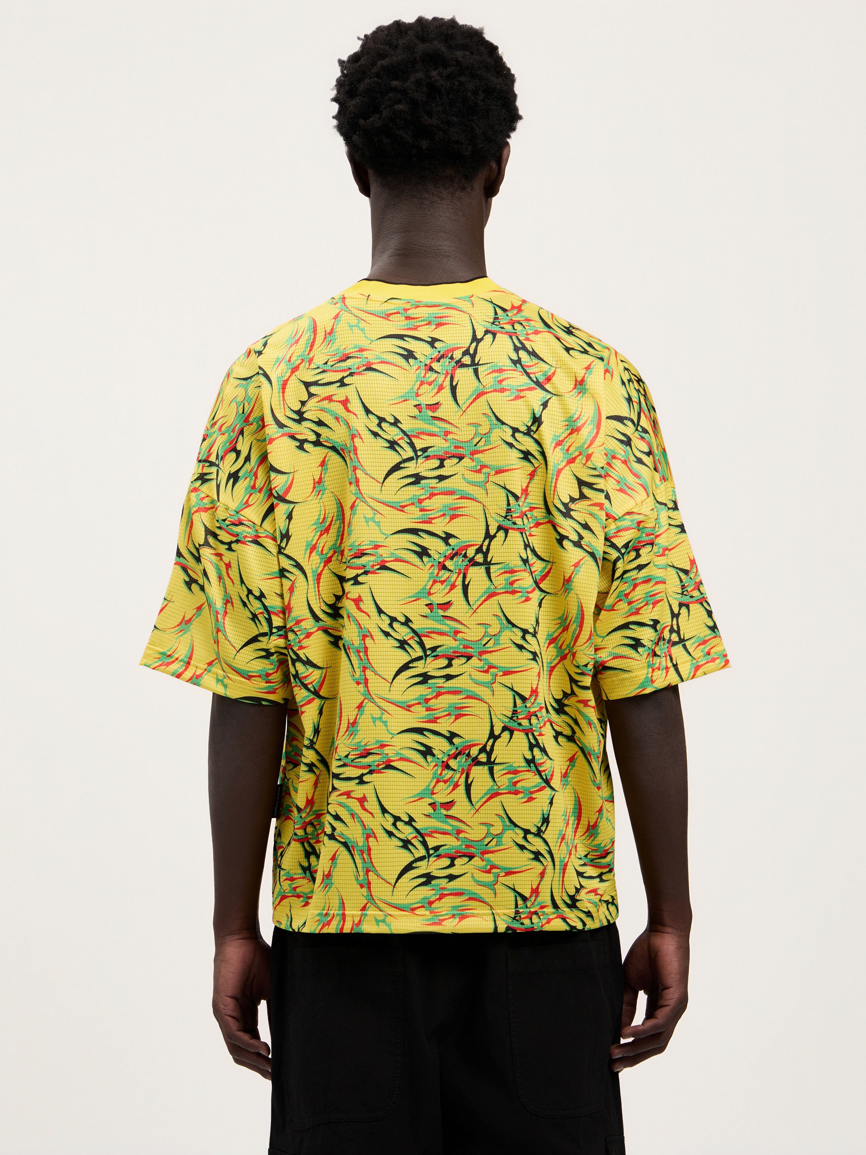 PALM ANGELS Tribal Allover Palm Sport T-Shirt YELLOW OFF WHITE PMAA10NS26FAB001