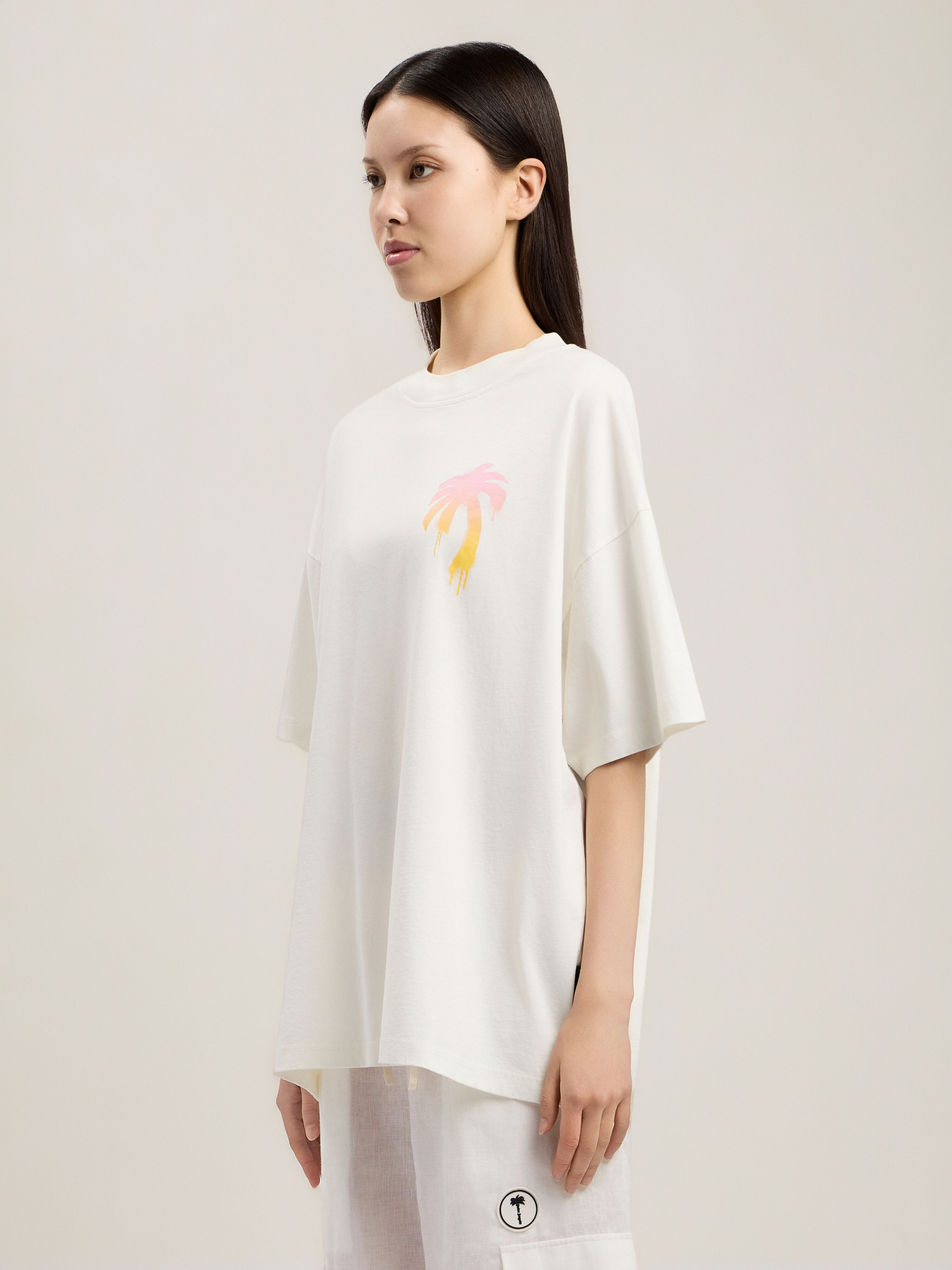 PALM ANGELS I Love PA Loose T-Shirt OFF WHITE BLACK PWAA07BS26JER004